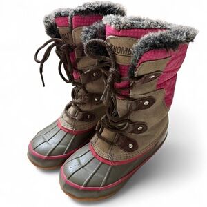 Khombu Pink & Brown Snow Boots Kids Girls Size 12